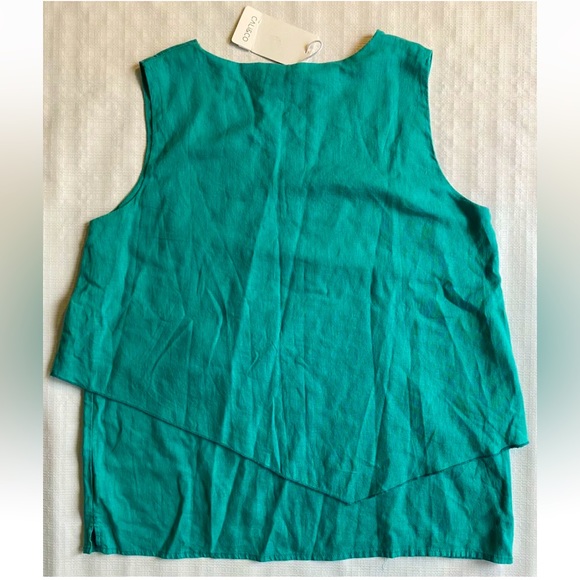 CALI & CO Label Womens 100% Linen Green A-line Blouse Top Tank Size S/M NWT R$55 - Picture 5 of 5